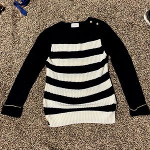 Zara Girls Knitwear White Navy Blue Sweater - Size 13-14 (Fits like a S-M)